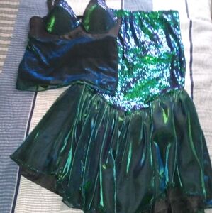 Mermaid Costume Shimmering Green and Blue Sequin Outfit Large